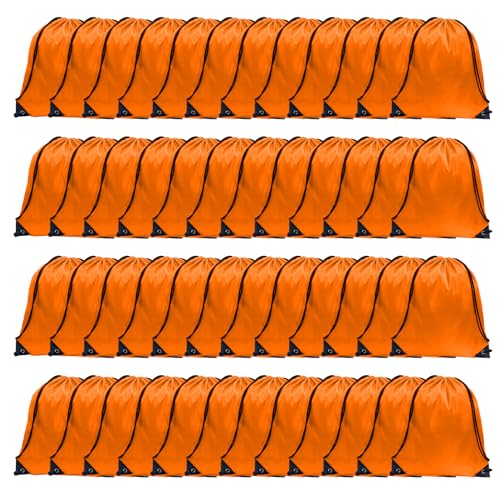 GoodtoU 40 Pack Drawstring Backpacks Waterproof Nylon Cinch Bags for School Gym N792