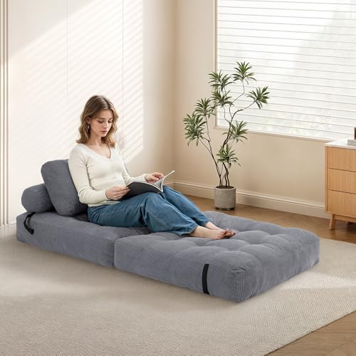 Folding Sofa Bed Convertible Sleeper Chair with Pillow, Grey L546