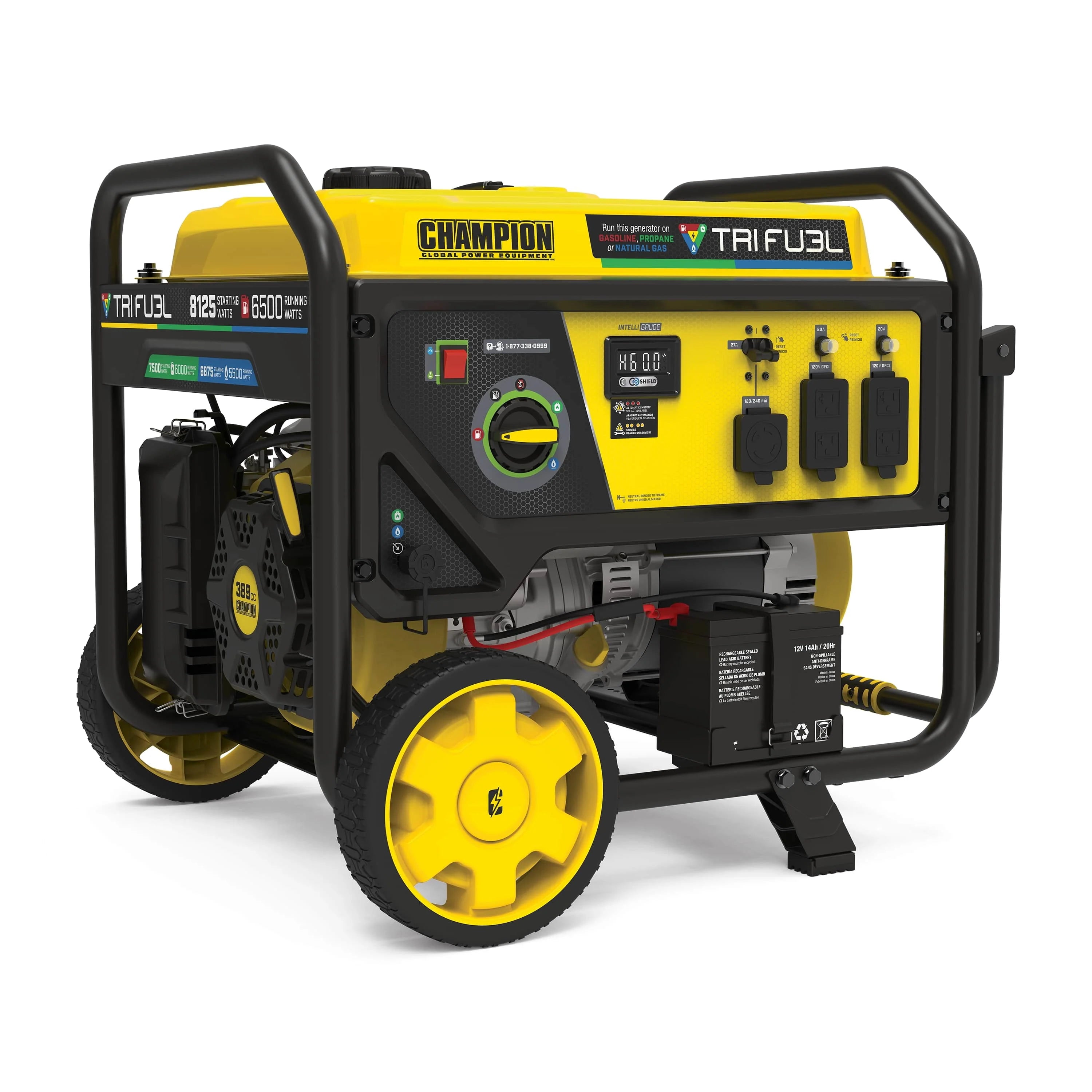 Champion Power Equipment 6500-Watt Tri-Fuel Portable Generator with CO Shield® and Electric Start