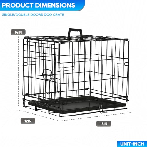 FDW Dog Crate for Large Dogs 48 Inch Folding Metal Wire Cage Double Door N1299