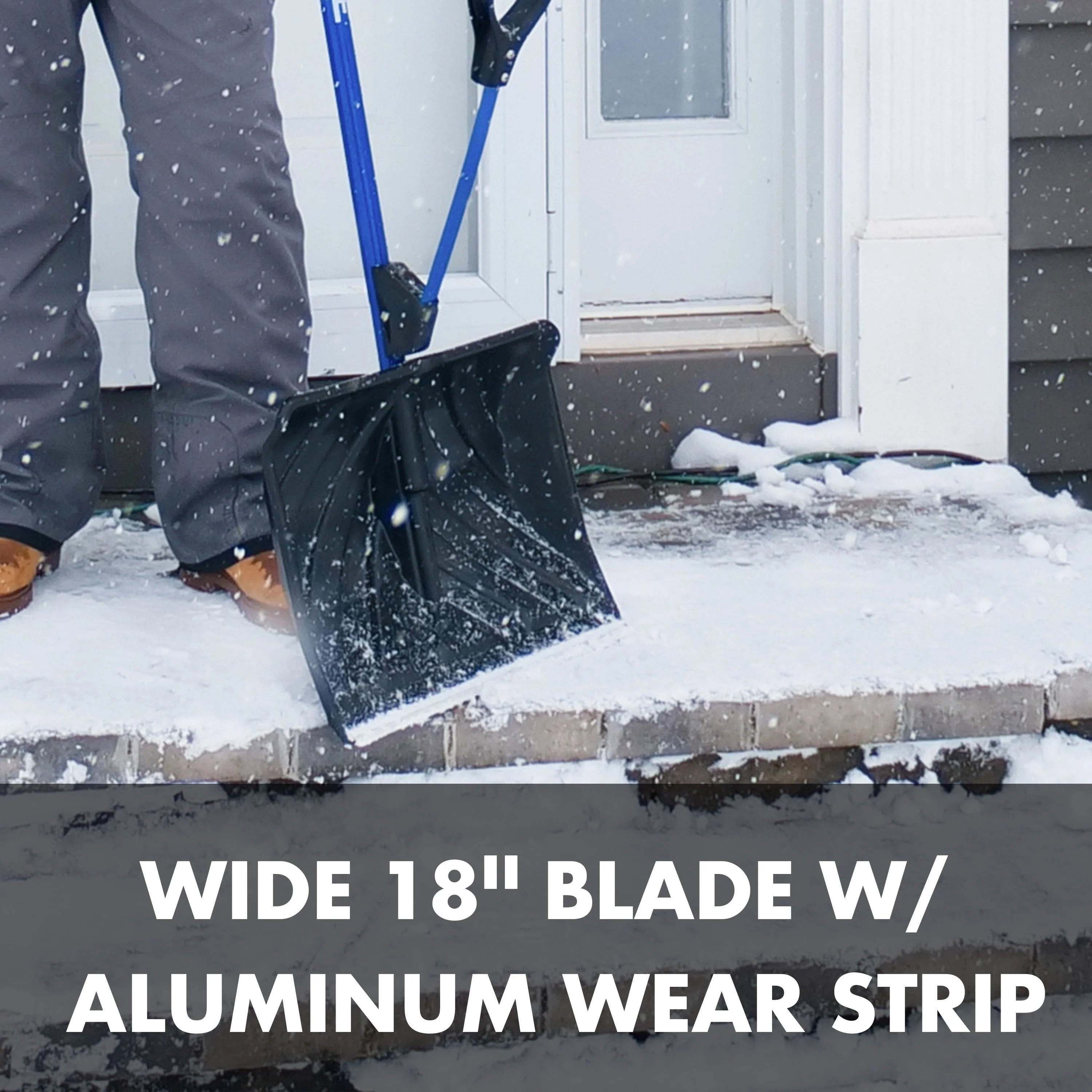 Snow Joe Shovelution Strain-Reducing Snow Shovel, 18-Inch Poly Blade L7115