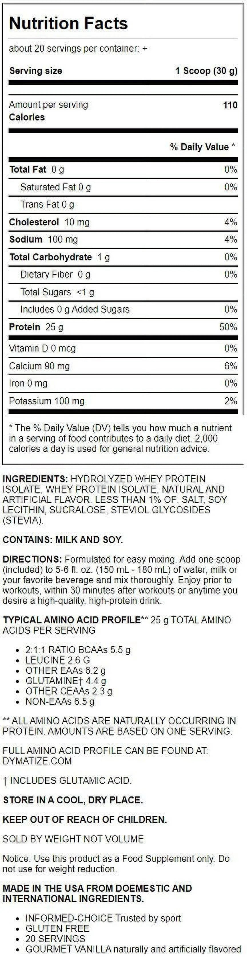 Dymatize ISO100 Hydrolyzed Whey Protein Powder, Gourmet Vanilla, 20 Servings O456
