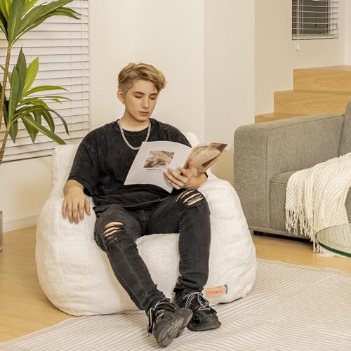 Bean Bag Chair with Filler, Tufted Soft Stuffed, Black B61630