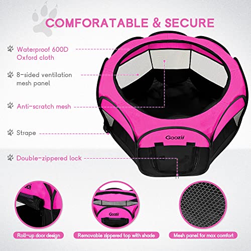 Portable Dog Playpen for Small Dogs Indoor Outdoor, Collapsible with Roof Cover, Green C304366