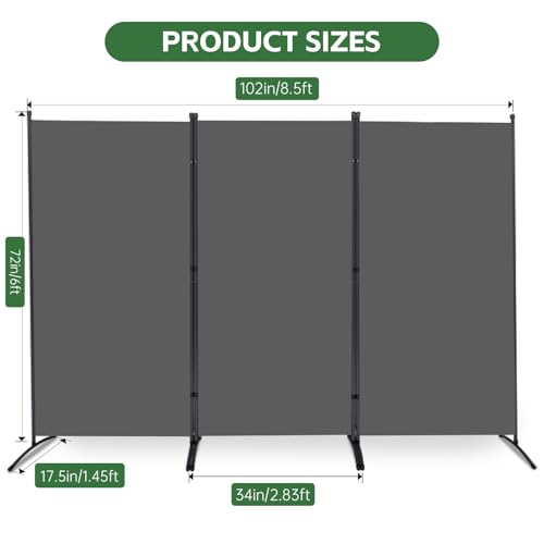 Room Divider Folding Privacy Screens, 3 Panel Portable Partition Q514484