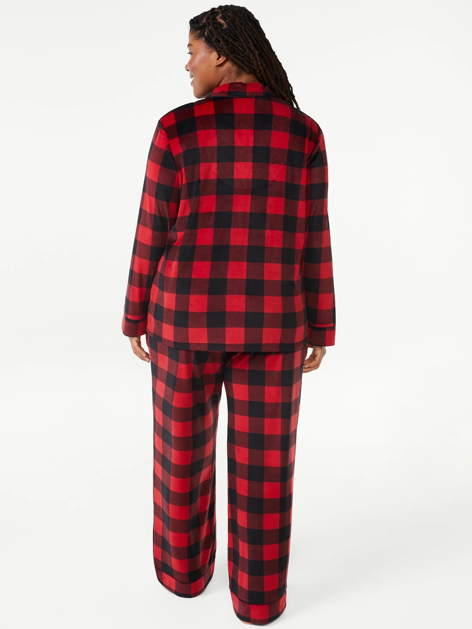Joyspun Women's Velour Knit Pajama Set, 2-Piece C639006