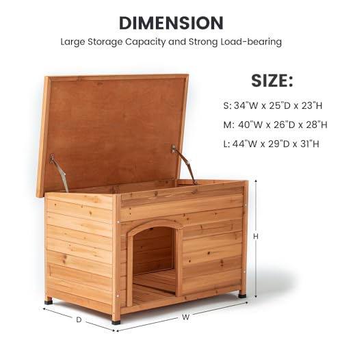 TAKUKA Outdoor Wooden Dog House for Small Medium Large Dogs, Waterproof with Wooden Floor M6908