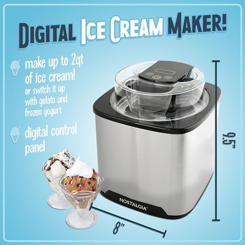 Nostalgia 2-Quart Electric Ice Cream Maker, Stainless Steel H3717