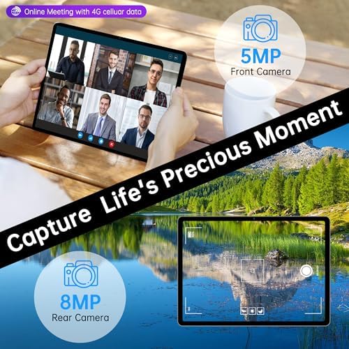 Android 14 Tablet 10.1 Inch 4G SIM Unlocked 3GB+32GB IPS Display Black Z2250