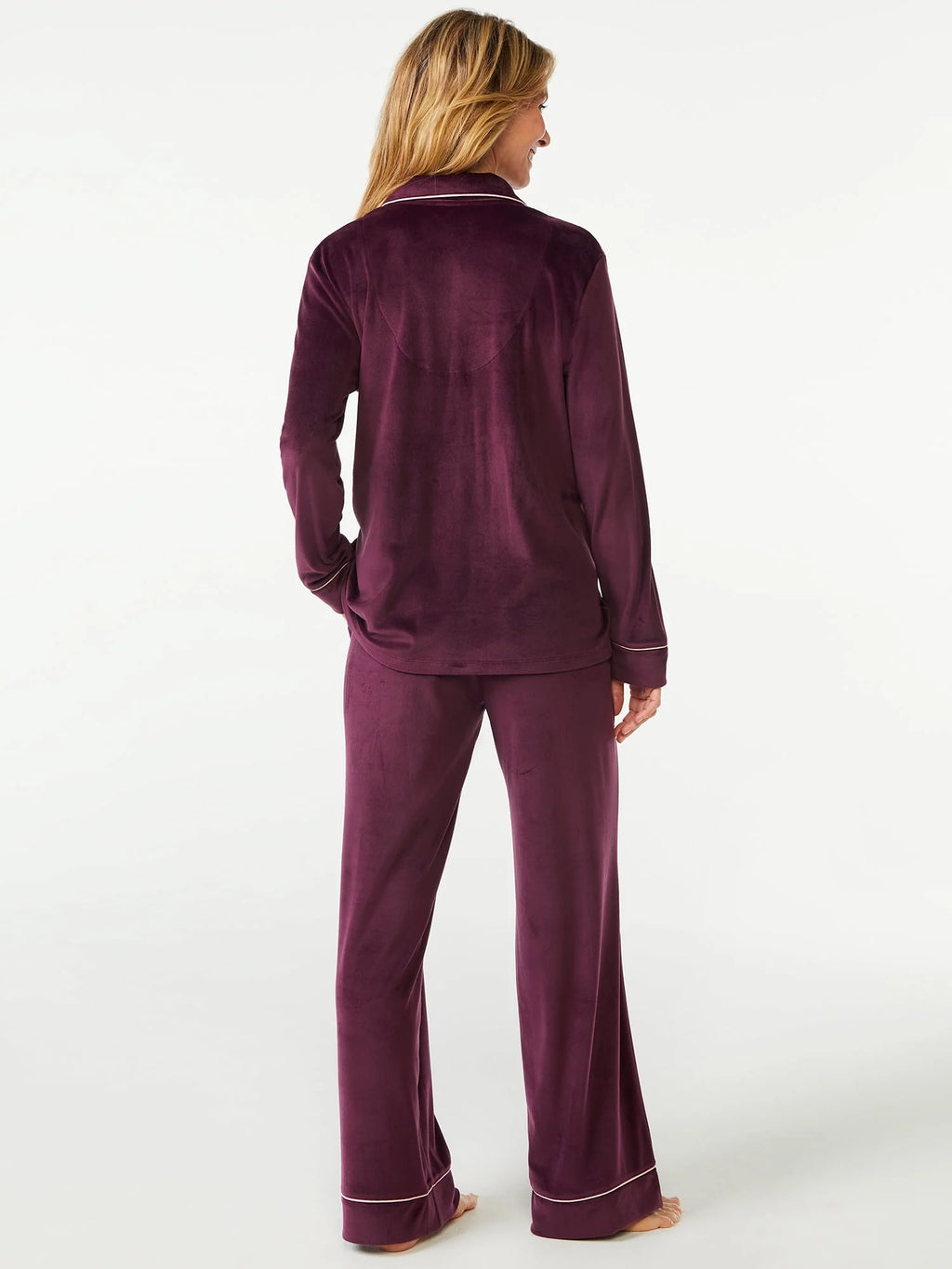 Joyspun Women's Velour Knit Pajama Set, 2-Piece C639006