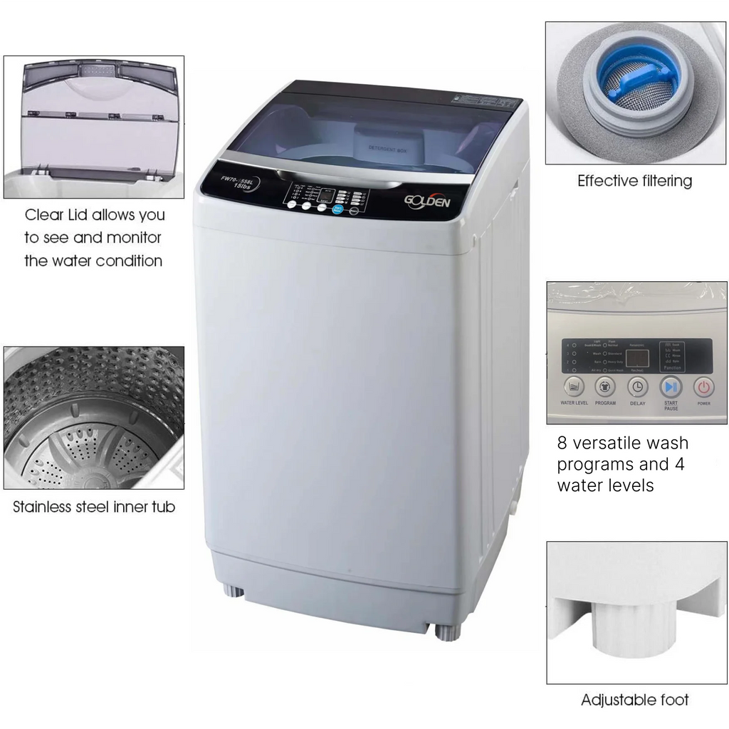 GOLDEN 15.4 lb Portable Washer Top Load with LED Display and Faucet Adapter T68893