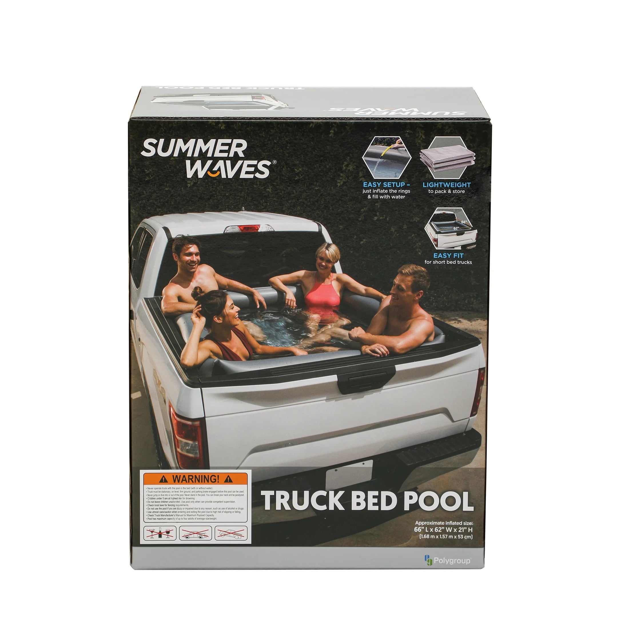 Summer Waves Rectangular Inflatable Truck Bed Pool, Gray C207031