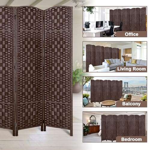 Rose Home Fashion 6 ft Tall Room Divider 4 Panel Folding Privacy Screen, Dark Coffee C8634