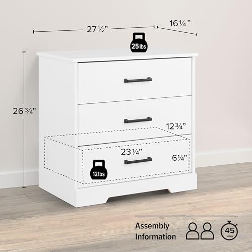 Prepac Sonoma Tall Nightstand with 3 Drawers, Black Q28004