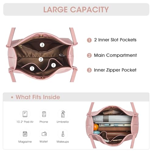 Kattee Leather Tote Bag for Women, Casual Shoulder Hobo Purse with Magnetic Snap Closure U606