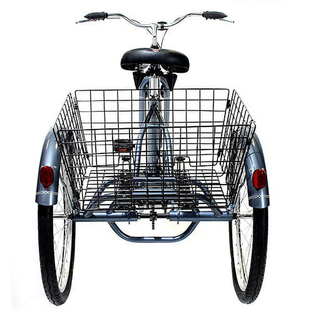Schwinn Meridian Adult Tricycle, 24-Inch Wheels, Rear Basket, Slate R53749