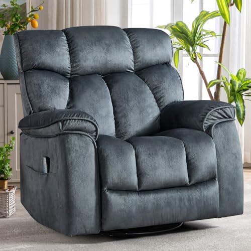 INZOY Massage Swivel Rocker Recliner with Heat and Vibration, Brown G989