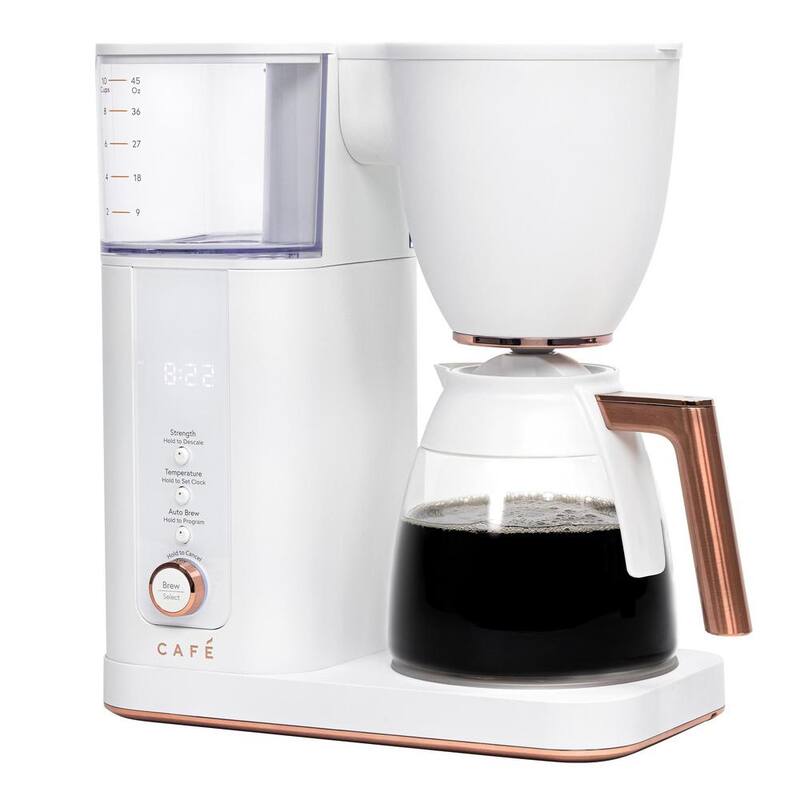 10 Cup Matte White Drip Coffee Maker with Glass Carafe W972947