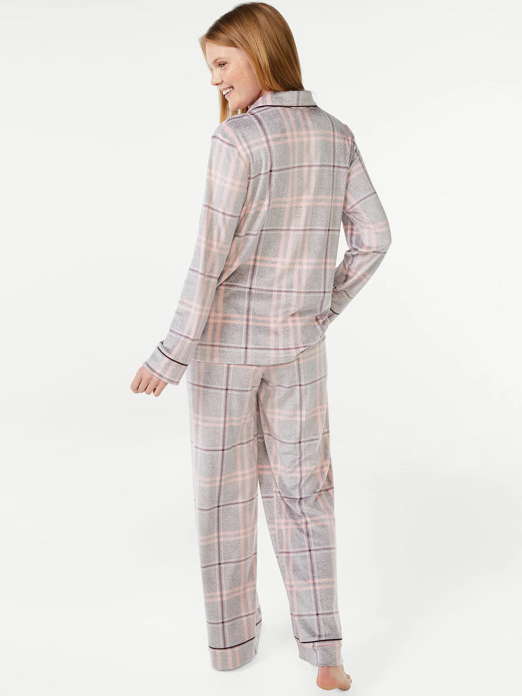 Joyspun Women's Velour Knit Pajama Set, 2-Piece C639006