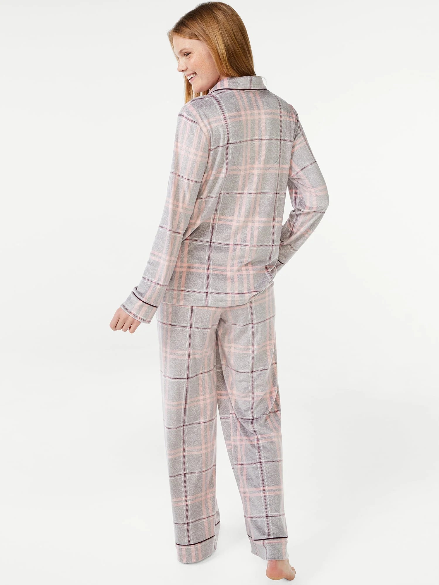 Joyspun Women's Velour Knit Pajama Set, 2-Piece C639006