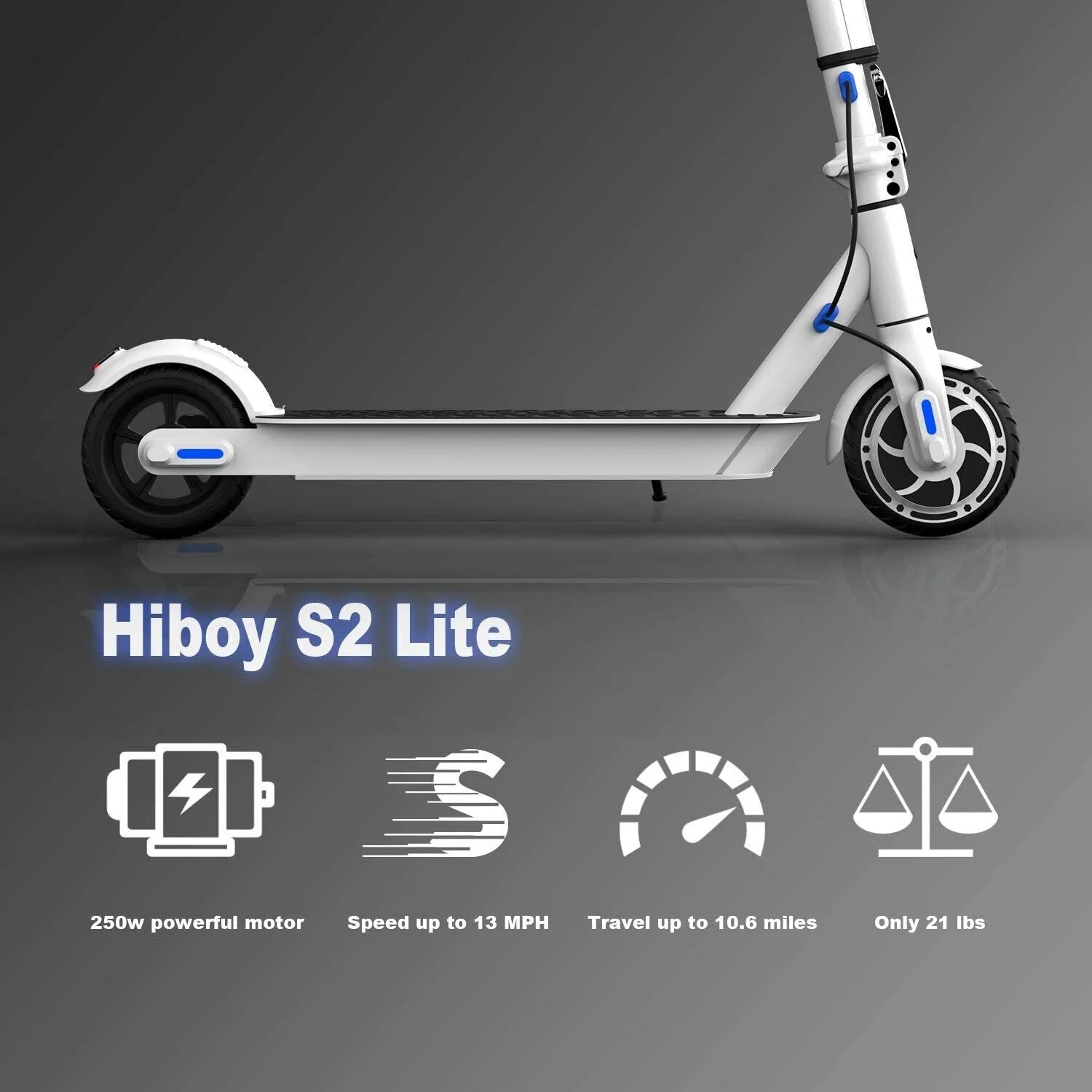 Hiboy S2 Lite Electric Scooter for Adults, 13 MPH, 10.6 Miles, Folding Commuter Scooter, Black (Refurbished) V721853