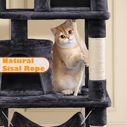 Yaheetech 62.5in Cat Tree with Platform & Hammock, Dark Gray L747397