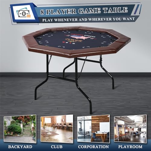 Foldable 50" Octagon Poker Table with Cup Holders L79369