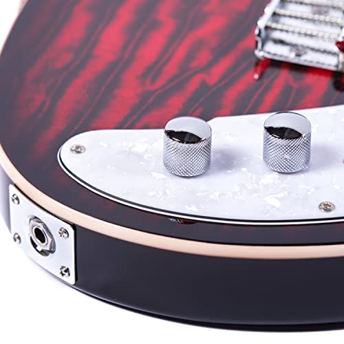 Grote Electric Guitar Semi-Hollow Body Tele Style Basswood Maple Neck Chrome Hardware Blue X47636