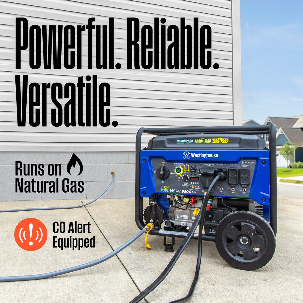 Westinghouse 12,500 Peak Watt Dual Fuel Portable Generator, Gas/Propane Y811