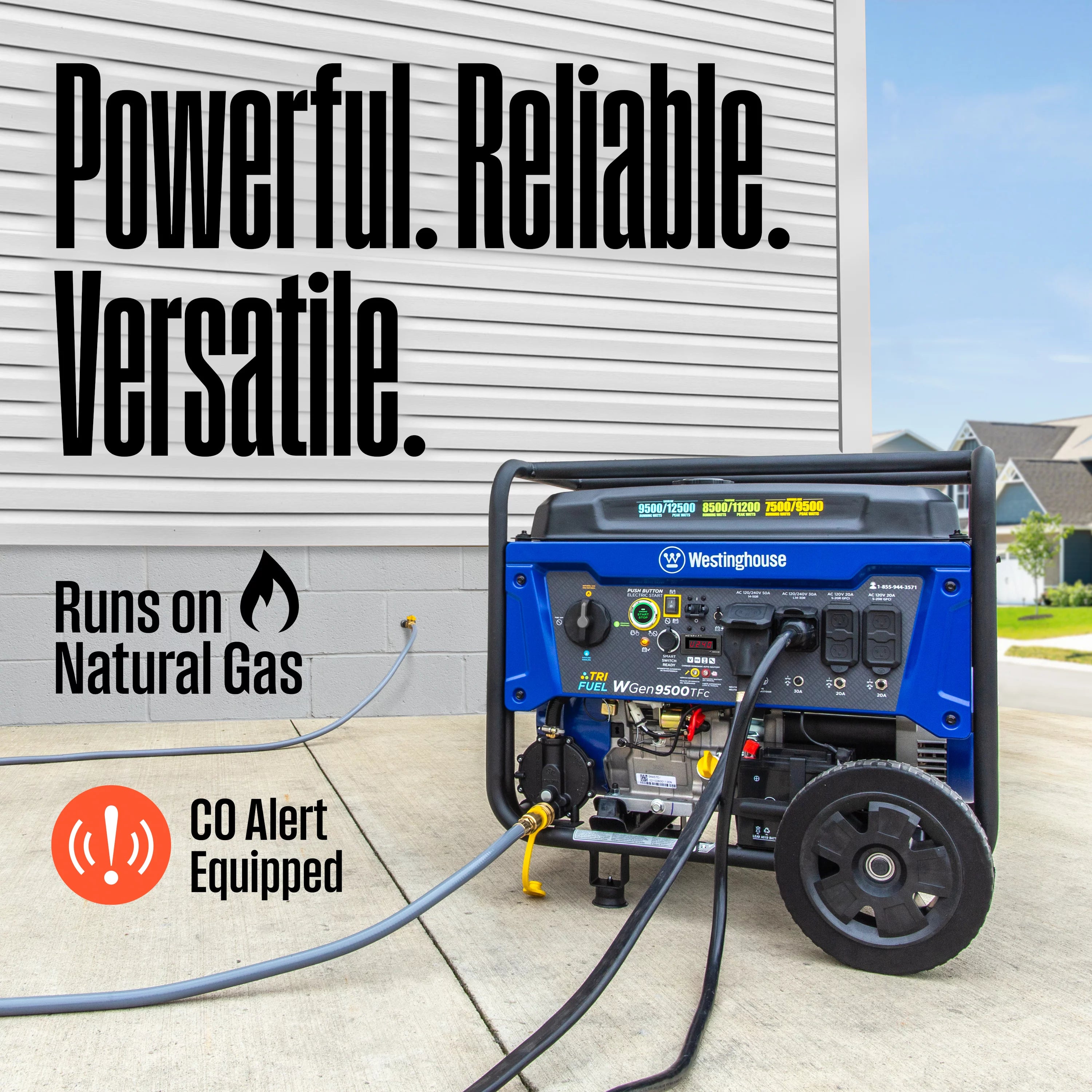 Westinghouse 12,500 Peak Watt Dual Fuel Portable Generator, Gas/Propane Y811