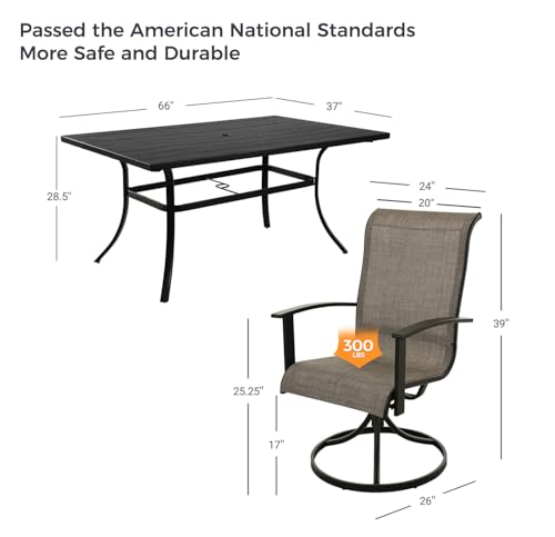 7-Piece Patio Dining Set for 6 with Swivel Chairs and Rectangular Table P2318