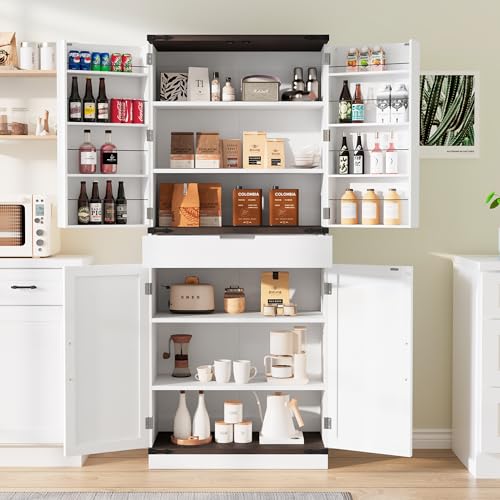 72" Tall Storage Cabinet with Adjustable Shelves & Steel Frame, Dark Grey F5479