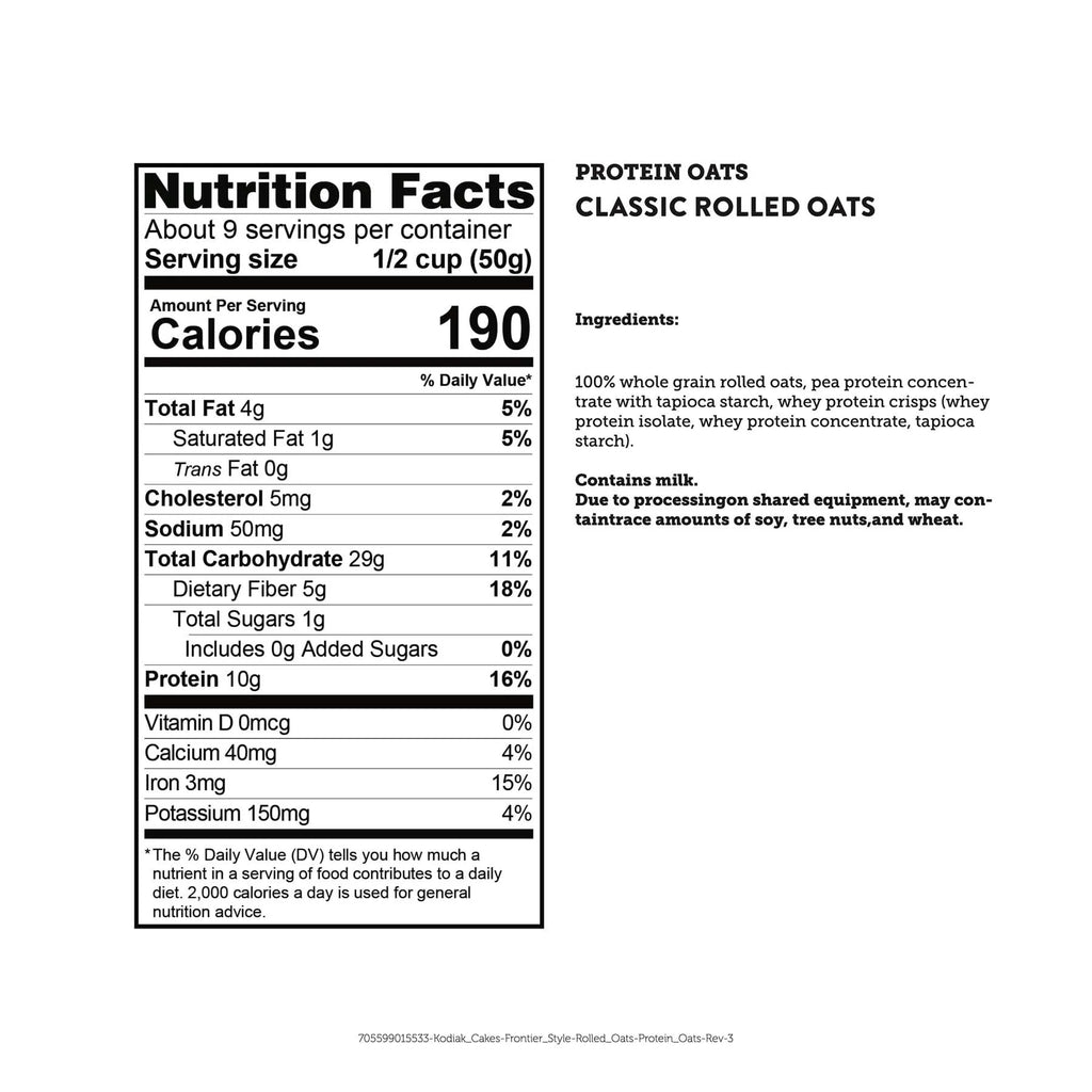 Kodiak Protein-Packed Classic Rolled Oats, 16 oz Canister S852521