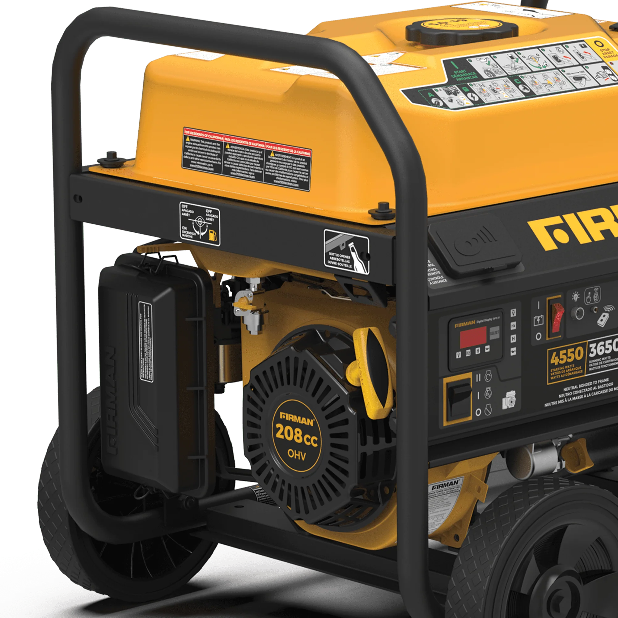 FIRMAN P03619 4550/3650 Watt Remote Start Gas Portable Generator with Wheel Kit K98333
