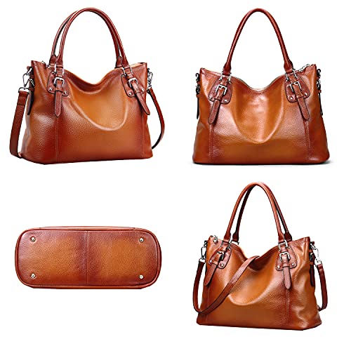 HESHE Genuine Leather Tote Shoulder Bag for Women P1142
