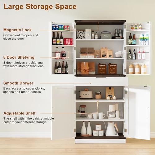 72" Tall Storage Cabinet with Adjustable Shelves & Steel Frame, Dark Grey F5479