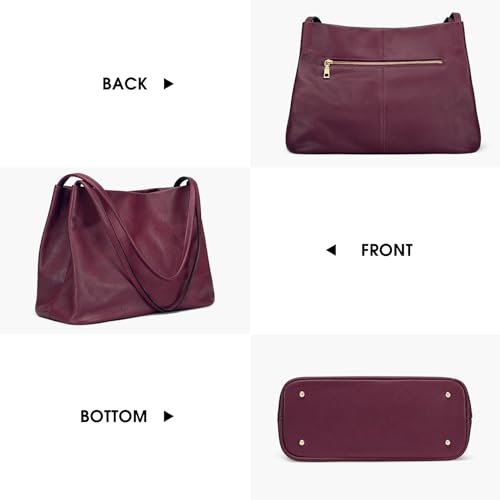 Kattee Leather Tote Bag for Women, Casual Shoulder Hobo Purse with Magnetic Snap Closure U606