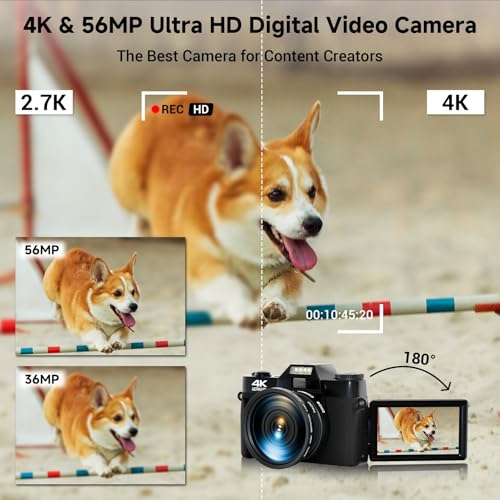4K 56MP Digital Camera with WiFi and Flip Screen X96040