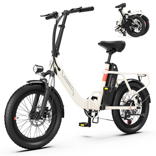 Folding Electric Bike, Peak 1000W Ebikes for Adults, 25Mph Top Speed 45Miles 20" Step-Thru Fat Tire Electric Bike with Rear Rack,7-Speed,Front Suspension