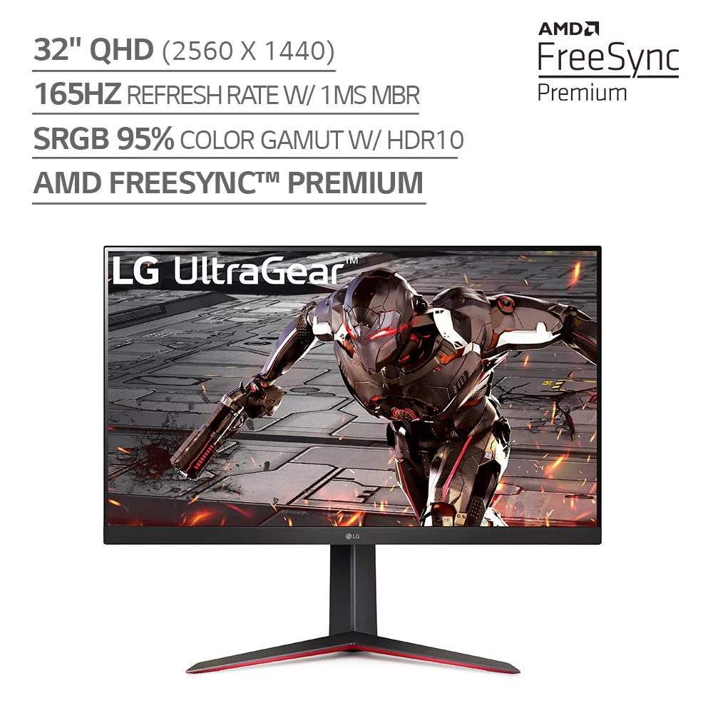LG 32 Ultra-Gear QHD Gaming Monitor 165Hz 1ms Black T1563