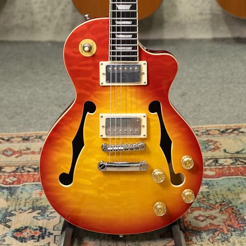 TARIO Electric Guitar Semi Hollowbody Quilted Maple Top with Bag K35033