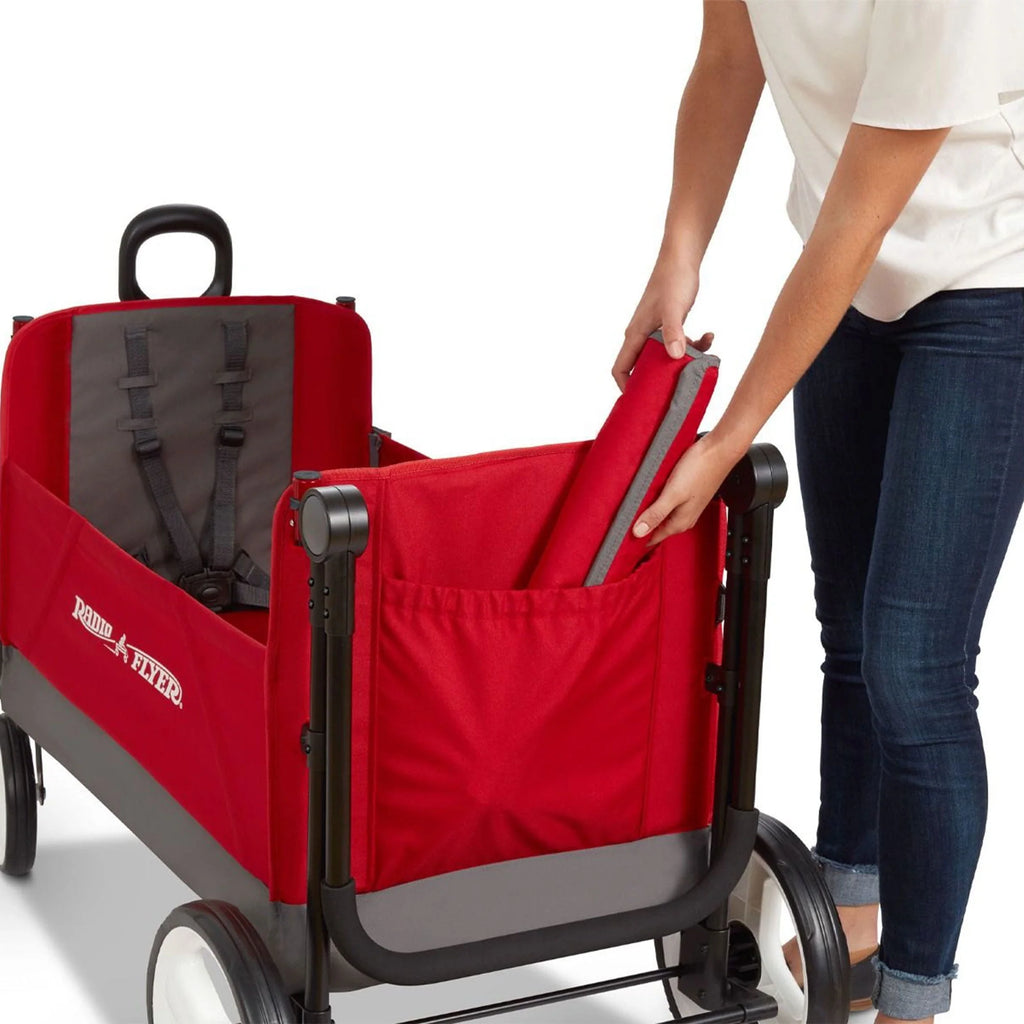 Radio Flyer Convertible Stroll N Wagon with Pull & Push Handle, Red/Black E3590