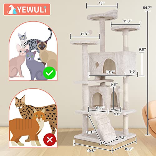 ASHY 54in Cat Tree with Scratching Post for Indoor Cats I993