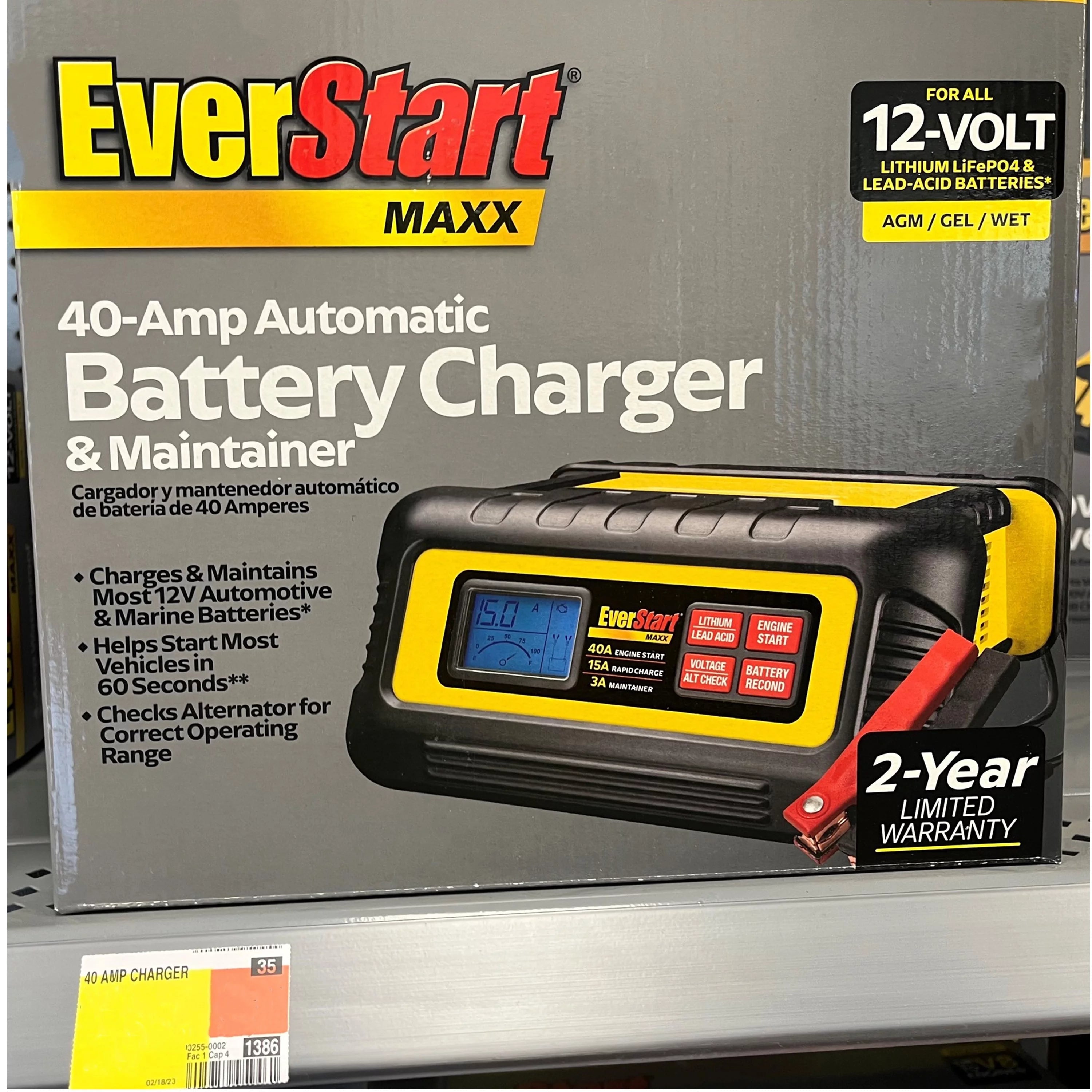EverStart Maxx 15 Amp Battery Charger and Maintainer with 40 Amp Engine Start D4312