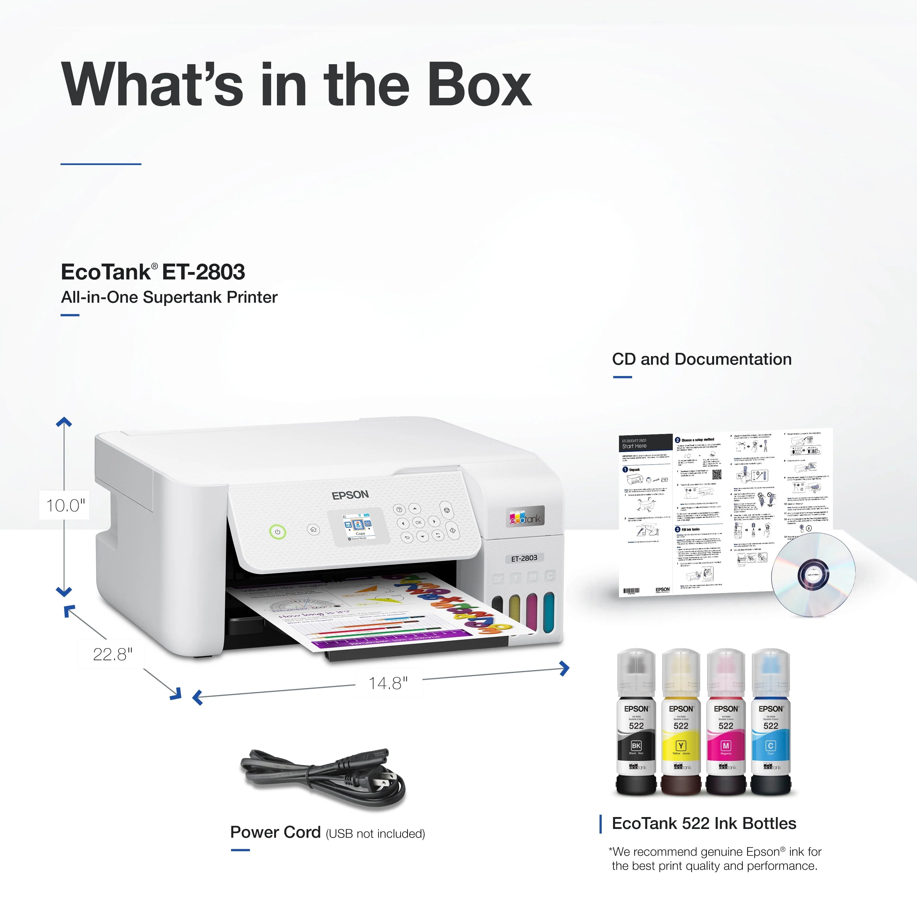 Epson EcoTank ET-2803 Wireless All-in-One Printer Y9127