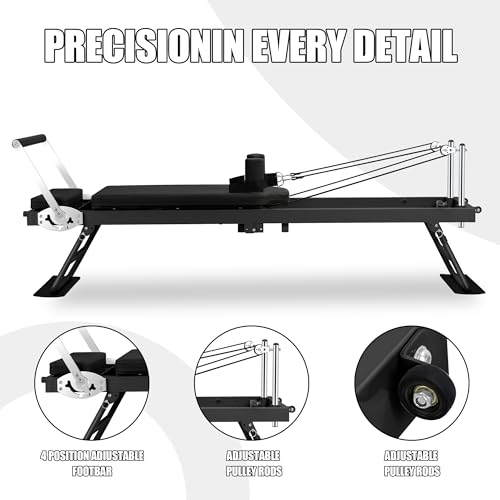 Pilates Reformer Machine for Home Workout, Foldable with Dual Resistance, 400 lbs Capacity E110