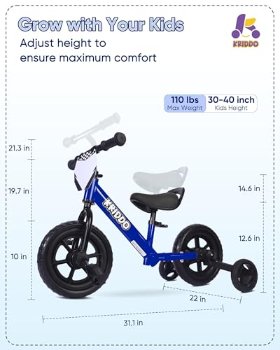 KRIDDO 2-in-1 Kids Tricycle and Toddler Balance Bike, Black U656