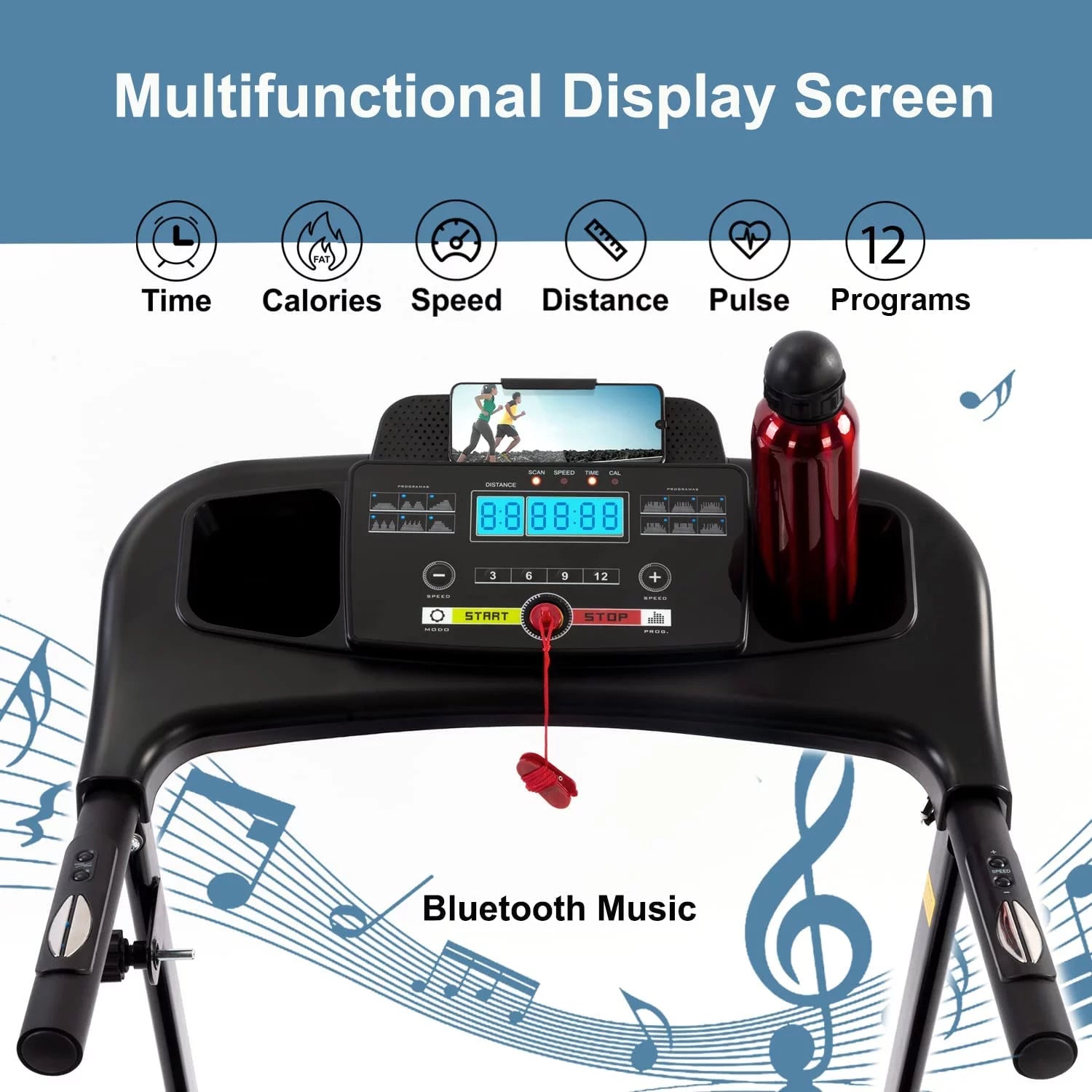 2.5HP Folding Incline Treadmill with Bluetooth for Home X81042
