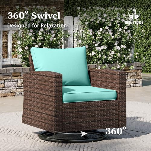 HERA'S HOUSE Patio Furniture Set with 56" Fire Pit Table, 6 Pieces 7 Seats Wicker Sectional Z546196