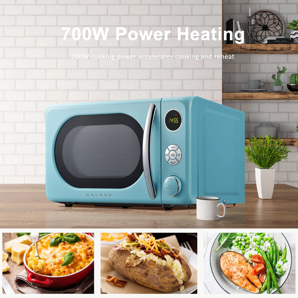 Galanz 0.7 Cu ft Retro Countertop Microwave Oven, 700W, Blue L502
